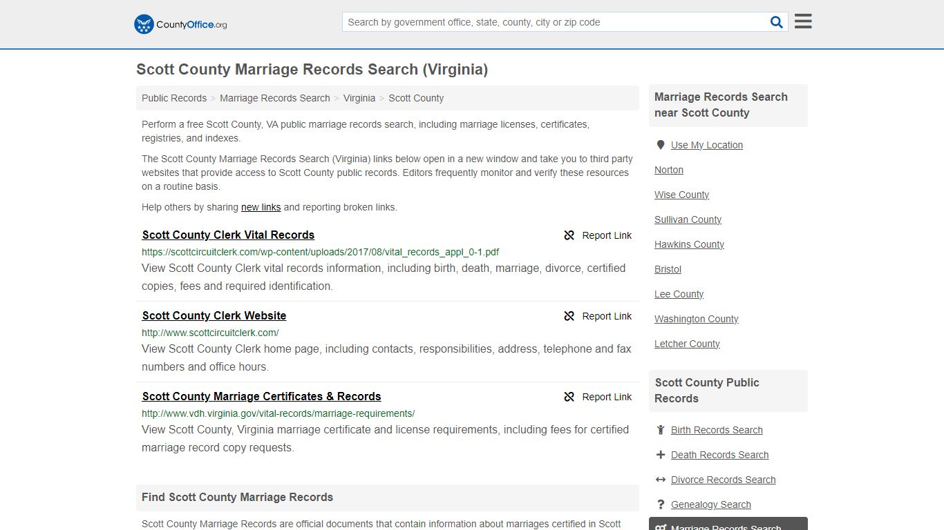 Scott County Marriage Records Search (Virginia) - County Office