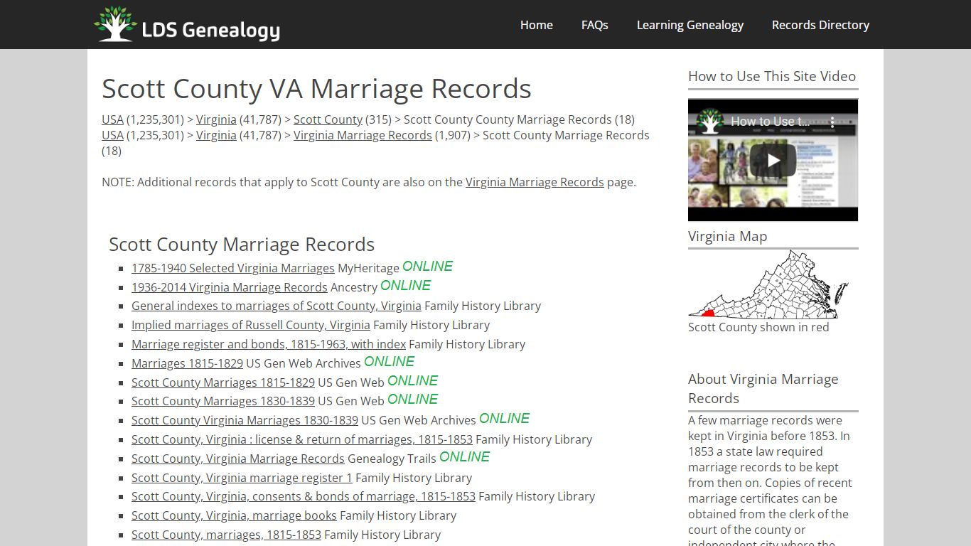 Scott County VA Marriage Records - LDS Genealogy
